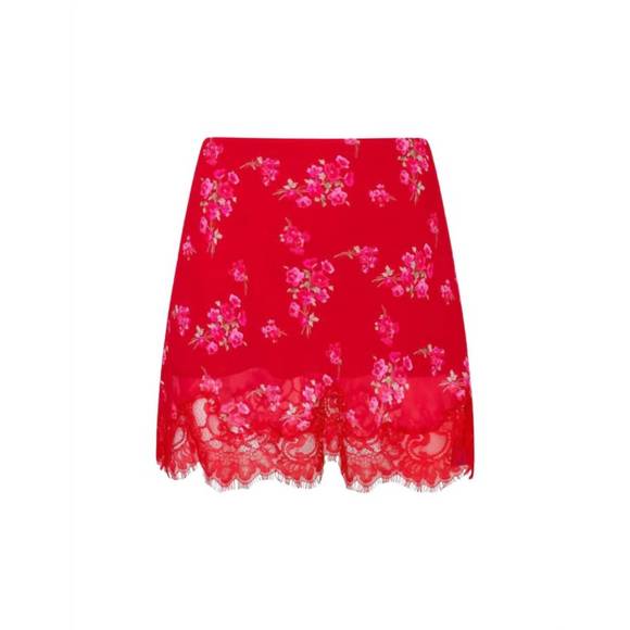 NEW LOVESHACKFANCY women's darlington skirt in urban crimson - Picture 1 of 1